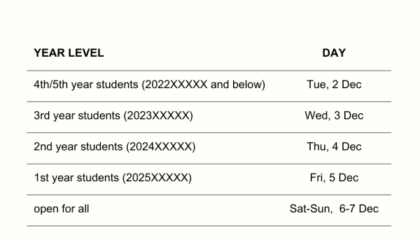 Schedule of Pre-Registration of Subjects for Undergraduate Students